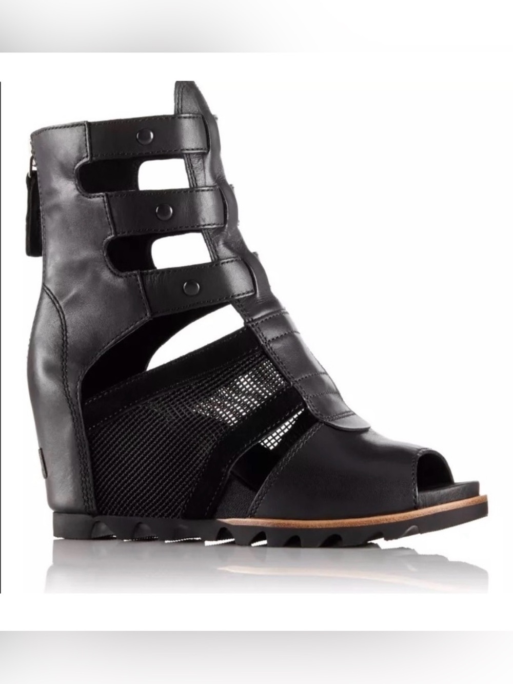 Sorel Joanie Black Gladiator Wedge Sandals Size 6